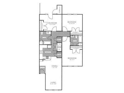 C2H - Three Bedroom / Two Bath - 1,149 Sq. Ft.*